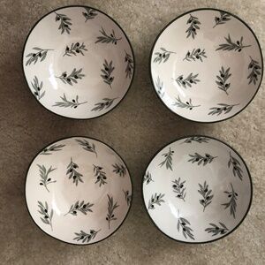 New 4 pc‎ Olive Branch Stoneware Small Bowls